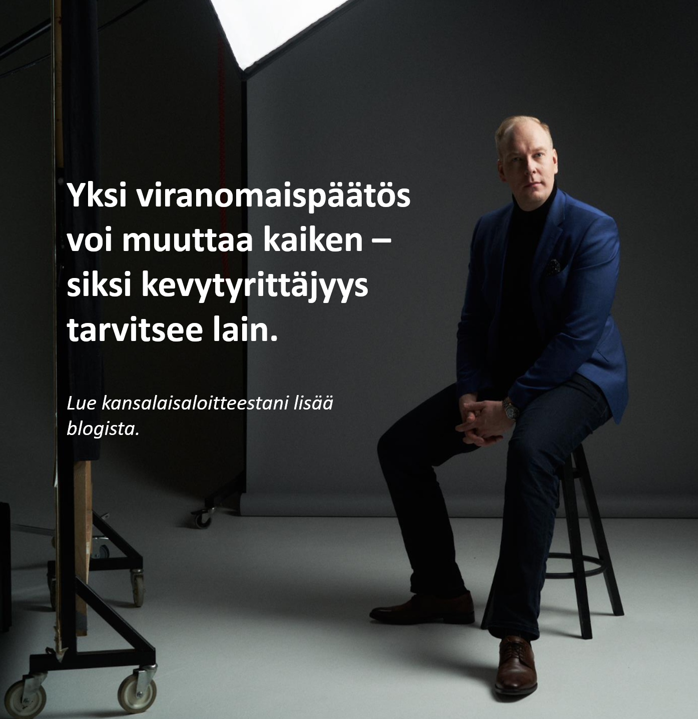 Janne kertomassa kevytyrittäjyydestä ja ongelmista liittyen viranomaispäätyöksiin